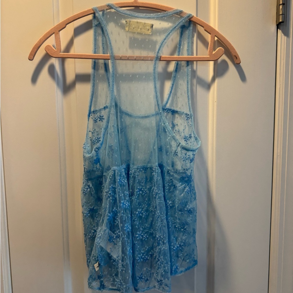 Hollister Light Blue Sheer Lace Tank Top